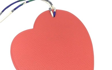HERMES Petit Ash Heart GM Charm Keychain Leather Accessory Bag Ladies