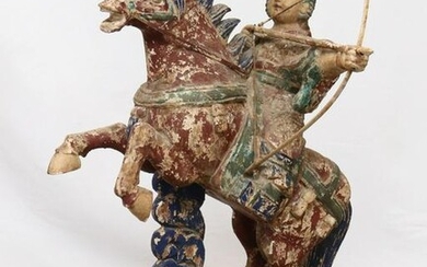 Hand Carved and Painted Asian Warrior
