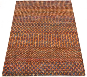 Hand-Knotted Mid-Century Modern Design Sari (Bamboo) Silk Carpet