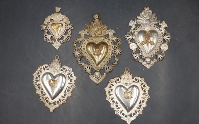 Hearts of Jesus (5) - Silver gilt - Mid 20th century