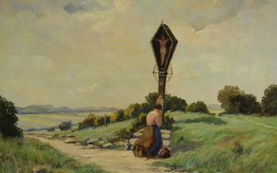 Heinrich Weckauf, 1885-1963, German landscape painter, young woman...