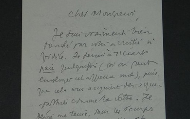 Henry de Montherlant - Lettre autographe signée [Le cloaque littéraire français] - 1954