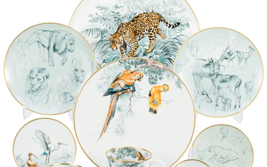 Hermès Set of 21: Carnets d'Equateur Porcelain & 24k...