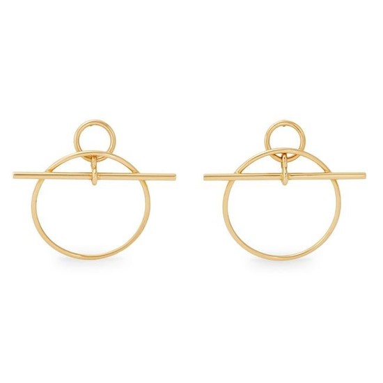 Hermes - a pair of 18ct gold earrings.