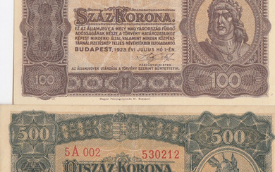Hungary 100 & 500 Korona 1923 (2)