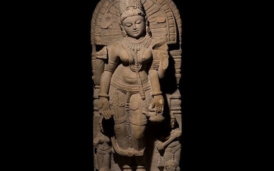 INDIA Sandstone Stele of the Goddess Ganga - 71.5×.×. cm