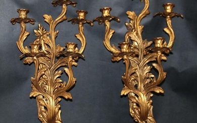 Italian acanthus scrolled candle sconces