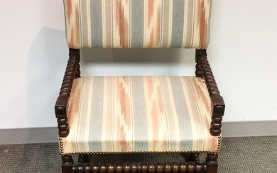 Jacobean Upholstered Walnut Armchair