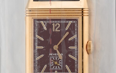 Jaeger-LeCoultre, Ref. Q2782560, 277.2.22 A fine and well-preserved pink gold rectangular-shaped reversible wristwatch with “chocolate” dial, warranty and presentation box, factory sealed