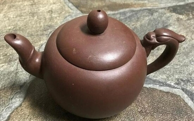 Japanese Dragon Handled Clay Teapot