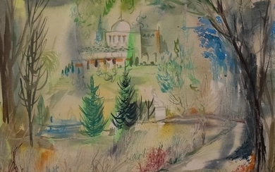 Jean Dufy French Landscape Watercolor Art Painting