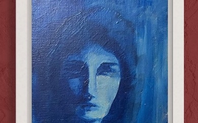 Jean-Marie Planque (1932-1992) - Portrait de femme dans les bleus datée de 1968