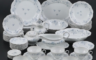 Johann Haviland Porcelain Blue Flower Spray Platinum Trim Tableware