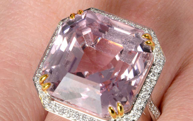 Kunzite & diamond cluster ring