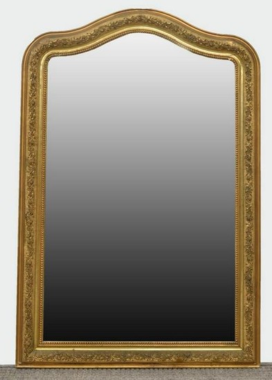 LARGE FRENCH LOUIS XV STYLE GILTWOOD WALL MIRROR