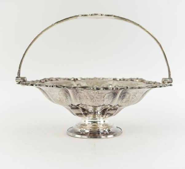 LARGE SILVER PLATE REPPOUSSE BASKET