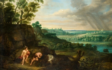 LUCAS VAN UDEN (1595 / 1672), Paisaje con Mercurio y Argos