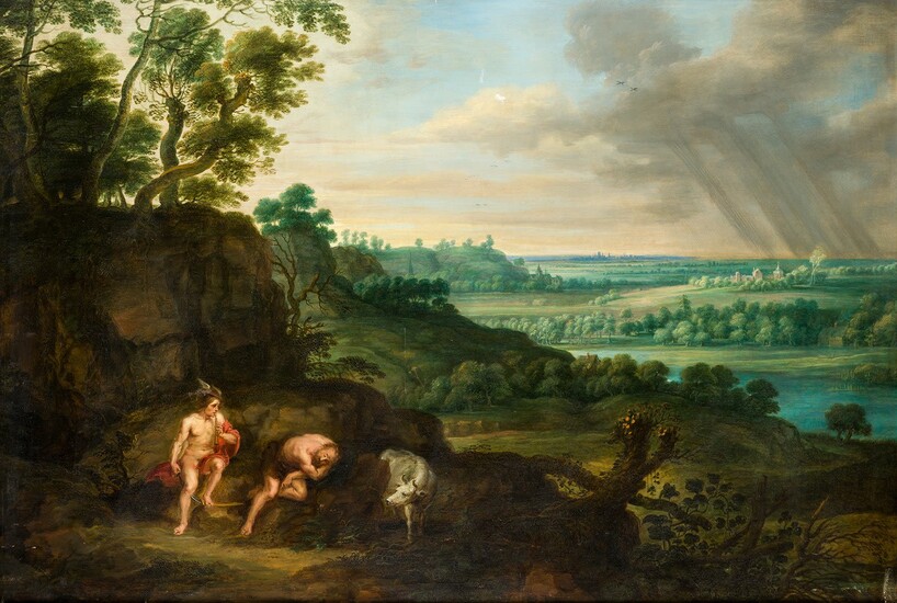 LUCAS VAN UDEN (1595 / 1672), Paisaje con Mercurio y Argos