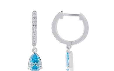 Lab Grown Diamond Jewellery - - Earrings White gold Blue Diamond (Lab-grown) - Diamond