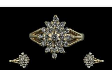 Ladies 9ct Gold Diamond Set Cluster Ring. Full Hallmark to S...