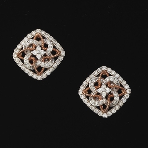 Ladies' Two-Tone Gold and Diamond Pair of Earrings