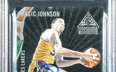 Lakers Magic Johnson Signed 2014 Paramount #21 Card Auto 10! BAS Slab