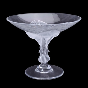 Lalique, Cristal Lalique, Virginia, a clear and frosted glass tazza