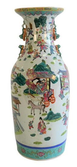 Large Chinese Porcelain Vase, having mounted tiger