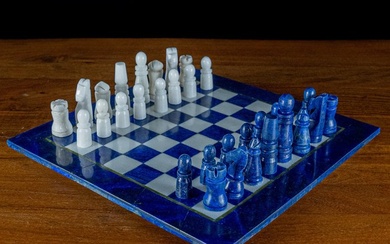 Large Decorative Blue Lapis Lazuli Chess Game- 3573.08 g