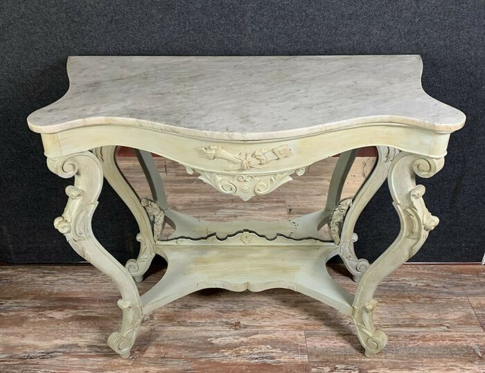 Large Louis XV console in Galbée shape - Wood, Lacquered wood - Second half 19th century