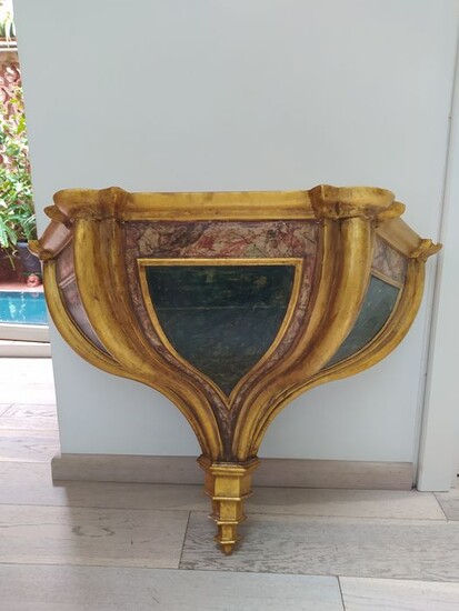 Large gilt and faux-marbre wall console antique - Wood - Late 19th century