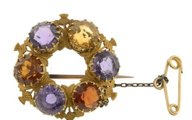 Late 19th century gem wreath brooch