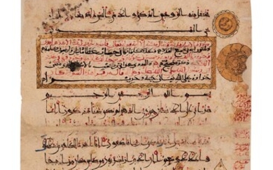 Leaf from a large Eastern Kufic Qur'an, manuscript on paper [Seljuk Persia, twelfth century]