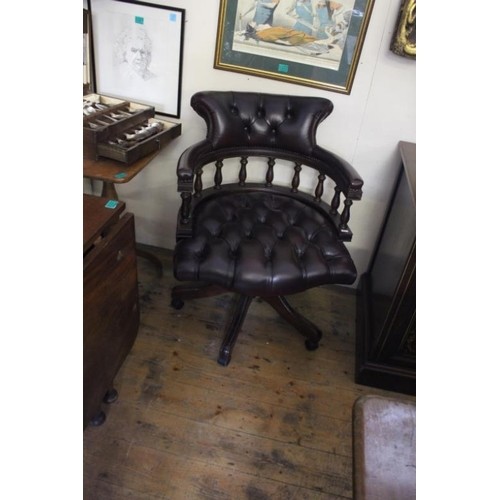 Leather Buttonback Swivel Desk Chair