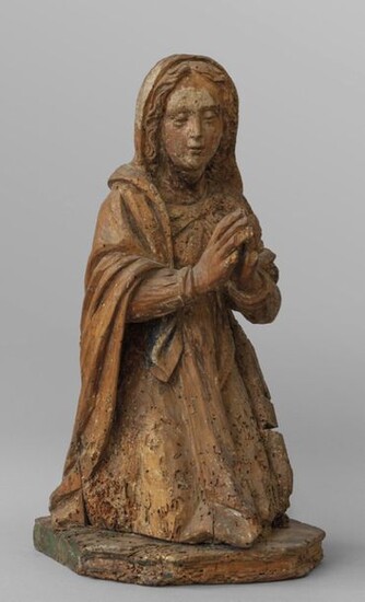 Lombard school early XVI century 'Madonna in prayer' wooden sculpture with traces of polychromy