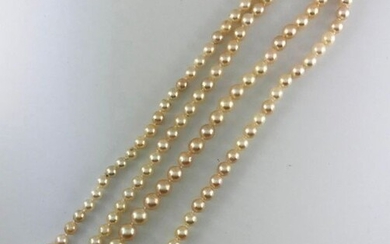Long necklace of cultured pearls falling from 6 to 8.5 mm diam. approx.