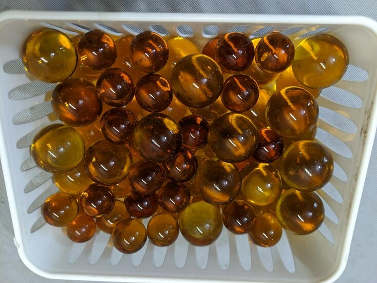 Lot 1930's Amber Glass Aquarium Balls