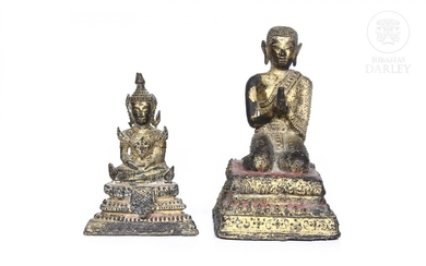 Lot of bronze sculptures, "Buddha", Thailand, 19th century