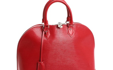 Louis Vuitton An “Alma” bag of red Epi leather with gold tone...