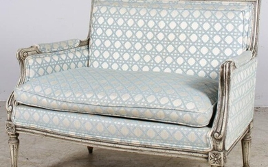 Louis XVI style upholstered settee