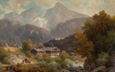 Ludwig Skell (1842 Obergünzburg – München 1905) – Partie bei Berchtesgaden mit dem Watzmann
