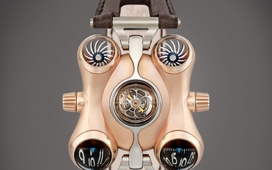 MB&F Horological Machine N°6, Reference 60.RL.B A limited edition pink gold and titanium flying tourbillon wristwatch with open and close tourbillon shield mechanism, Circa 2016 | MB&F | Horological Machine N°6 型號60.RL.B |...