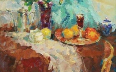 MIKHAIL SHAROV (b.1985, Ukrainian) 'Roses and fruit on the...