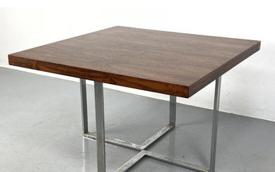 MILO BAUGHMAN for THAYER COGGIN Rosewood Table. Chrome Base Side Tabl