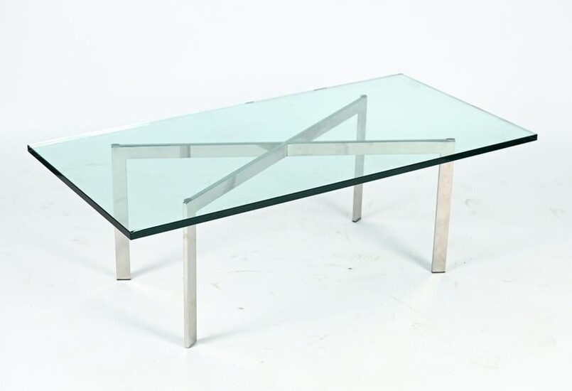 MODERN CHROME AND GLASS COFFEE TABLE