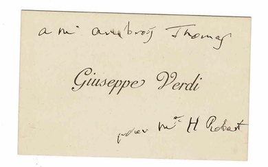 MUSIC - VERDI Giuseppe (1813 - 1901) - Visiting card with autograph lines