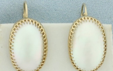 Mabe Pearl Drop Earrings in 10k Yellow Gold