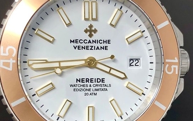 Meccaniche Veneziane - Automatic Watch Nereide LIMITED EDITION Argilla Crema + Rubber Strap Swiss Made - W&C White - Men - Brand New