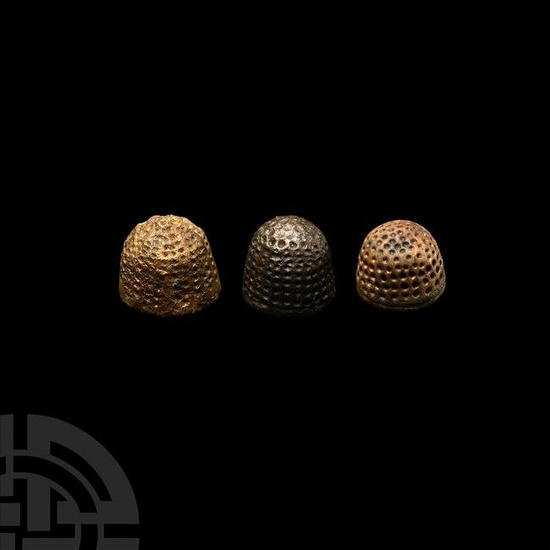 Medieval Bronze Beehive Thimble Group