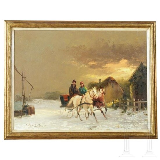 Michael Borbély (*1923) - a horse-drawn sleigh in